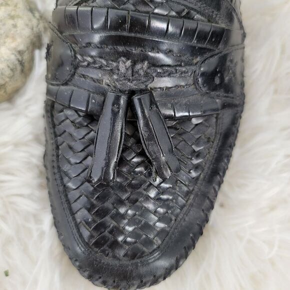 Stacy Adam\'s woven leather tasseled loafers black main image 11
